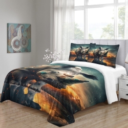 Rhinocéros Housse de Couette Imprimée 3D Douce 3 Pièces Literie Garçons Filles