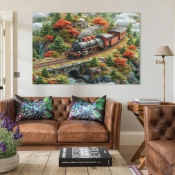 Tren de vapor Pintura en lienzo sin marco, impresiones de pósters arte pared para decoración hogar dormitorio oficina