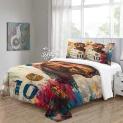 Lionel Messi Housse de Couette Imprimée 3D Douce 3 Pièces Literie Garçons Filles