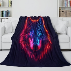 Loup Plaid en Polaire Imprimé 3D Couverture Douce Confortable pour Canapé Lit Bureau