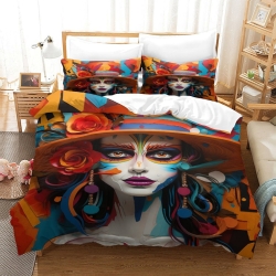 Art abstrait Femmes Housse de Couette Imprimée 3D Douce 3 Pièces Literie Garçons Filles