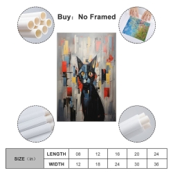 Art abstrait Chat Peinture sur toile sans cadre, impressions posters art mural pour déco maison chambre bureau