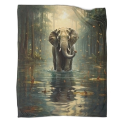 Éléphant Plaid en Polaire Imprimé 3D Couverture Douce Confortable pour Canapé Lit Bureau