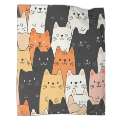 Chat Plaid en Polaire Imprimé 3D Couverture Douce Confortable pour Canapé Lit Bureau