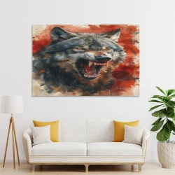 Loup Peinture sur toile sans cadre, impressions posters art mural pour déco maison chambre bureau