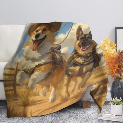 Berger allemand Chien Plaid en Polaire Imprimé 3D Couverture Douce Confortable pour Canapé Lit Bureau
