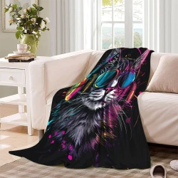 Gato Manta de Forro Polar Impresa en 3D Suave y Acogedora para Sofá Cama Oficina