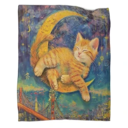 Chat Plaid en Polaire Imprimé 3D Couverture Douce Confortable pour Canapé Lit Bureau