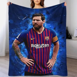 Lionel Messi Plaid en Polaire Imprimé 3D Couverture Douce Confortable pour Canapé Lit Bureau