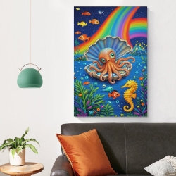 Pieuvre Peinture sur toile sans cadre, impressions posters art mural pour déco maison chambre bureau