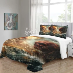 Crâne Housse de Couette Imprimée 3D Douce 3 Pièces Literie Garçons Filles
