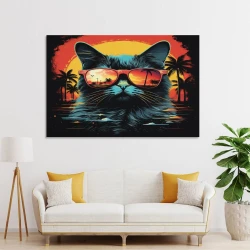 Chat Peinture sur toile sans cadre, impressions posters art mural pour déco maison chambre bureau