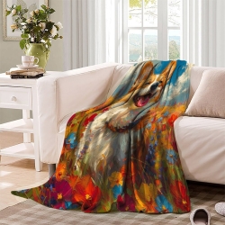 Corgi Plaid en Polaire Imprimé 3D Couverture Douce Confortable pour Canapé Lit Bureau