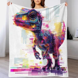 Dinosaure Plaid en Polaire Imprimé 3D Couverture Douce Confortable pour Canapé Lit Bureau