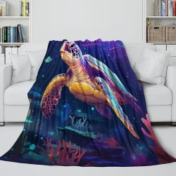 Tortue de mer Plaid en Polaire Imprimé 3D Couverture Douce Confortable pour Canapé Lit Bureau