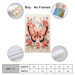Papillon Peinture sur toile sans cadre, impressions posters art mural pour déco maison chambre bureau