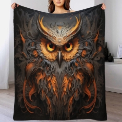 Hibou Plaid en Polaire Imprimé 3D Couverture Douce Confortable pour Canapé Lit Bureau