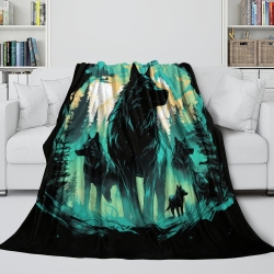 Wolf 3D Gedruckte Fleece-Decke Weiche Gemütliche Decke für Sofa Bett Büro