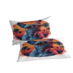 Bouledogue français Housse de Couette Imprimée 3D Douce 3 Pièces Literie Garçons Filles