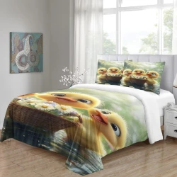 Pato Funda Nórdica Impresa en 3D Suave 3 Piezas Ropa de Cama para Niños Niñas