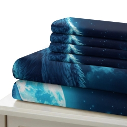 Loup Housse de Couette Imprimée 3D Douce 3 Pièces Literie Garçons Filles