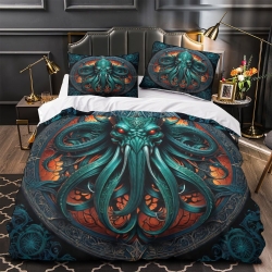 Mythe de l'horreur Cthulhu Housse de Couette Imprimée 3D Douce 3 Pièces Literie Garçons Filles