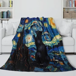 Cute Chat Plaid en Polaire Imprimé 3D Couverture Douce Confortable pour Canapé Lit Bureau