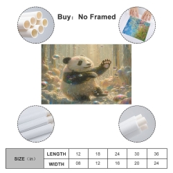 Panda Peinture sur toile sans cadre, impressions posters art mural pour déco maison chambre bureau