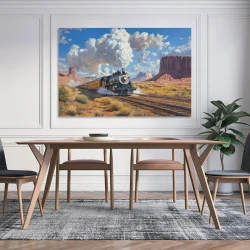 Train à vapeur Peinture sur toile sans cadre, impressions posters art mural pour déco maison chambre bureau