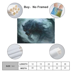Loup Peinture sur toile sans cadre, impressions posters art mural pour déco maison chambre bureau