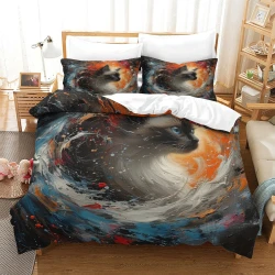 Gato Funda Nórdica Impresa en 3D Suave 3 Piezas Ropa de Cama para Niños Niñas