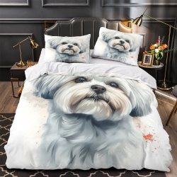 Shih Tzu Housse de Couette Imprimée 3D Douce 3 Pièces Literie Garçons Filles
