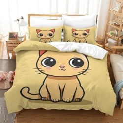 Chat Housse de Couette Imprimée 3D Douce 3 Pièces Literie Garçons Filles