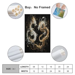 Dragon Peinture sur toile sans cadre, impressions posters art mural pour déco maison chambre bureau