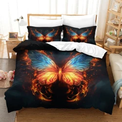 Papillon Housse de Couette Imprimée 3D Douce 3 Pièces Literie Garçons Filles
