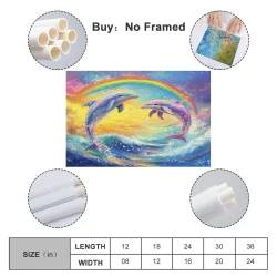 Delfin Unrahmtes Leinwandbild, Wandkunst-Poster-Drucke für Zuhause, Schlafzimmer, Büro Dekoration