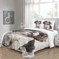 Shih Tzu Housse de Couette Imprimée 3D Douce 3 Pièces Literie Garçons Filles