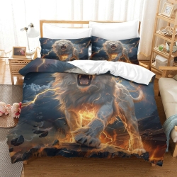 Lion Housse de Couette Imprimée 3D Douce 3 Pièces Literie Garçons Filles