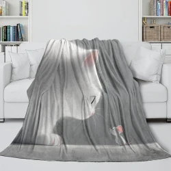 Cute Chat Plaid en Polaire Imprimé 3D Couverture Douce Confortable pour Canapé Lit Bureau
