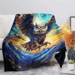 Hibou Plaid en Polaire Imprimé 3D Couverture Douce Confortable pour Canapé Lit Bureau