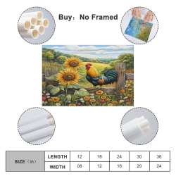 Coq Peinture sur toile sans cadre, impressions posters art mural pour déco maison chambre bureau