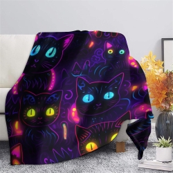 Chat Plaid en Polaire Imprimé 3D Couverture Douce Confortable pour Canapé Lit Bureau