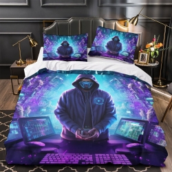 Hacker Housse de Couette Imprimée 3D Douce 3 Pièces Literie Garçons Filles