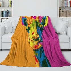 Girafe Plaid en Polaire Imprimé 3D Couverture Douce Confortable pour Canapé Lit Bureau