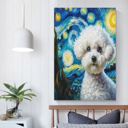 Bichon Peinture sur toile sans cadre, impressions posters art mural pour déco maison chambre bureau