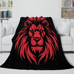 Lion Plaid en Polaire Imprimé 3D Couverture Douce Confortable pour Canapé Lit Bureau