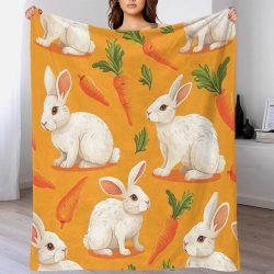 Lapin Petit lapin Plaid en Polaire Imprimé 3D Couverture Douce Confortable pour Canapé Lit Bureau