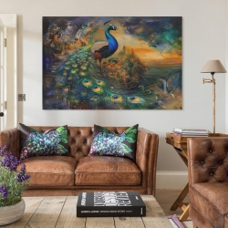 Paon Peinture sur toile sans cadre, impressions posters art mural pour déco maison chambre bureau