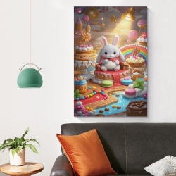 Lapin Petit lapin Peinture sur toile sans cadre, impressions posters art mural pour déco maison chambre bureau