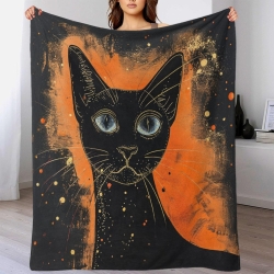 Siamese Chat Plaid en Polaire Imprimé 3D Couverture Douce Confortable pour Canapé Lit Bureau